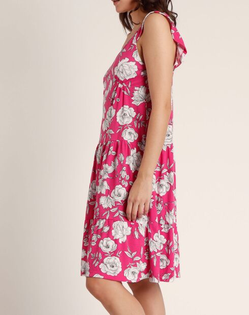 fuchsia mouwloze strandjurk