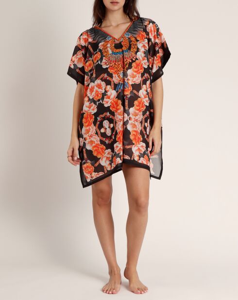 Abito caftano floreale multicolor