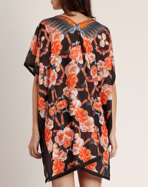 Robe caftan à fleurs multicolore