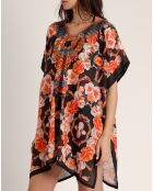 Robe caftan à fleurs multicolore