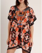 Robe caftan à fleurs multicolore