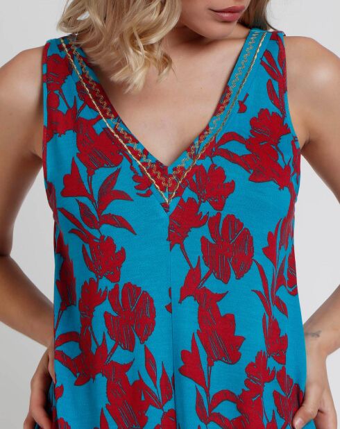 Türkisfarbenes ärmelloses Kleid