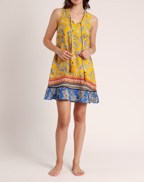 Robe de plage sans manches hippie jaune