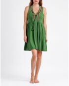 Robe blanche à motif cachemire verte