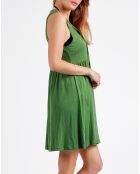 Robe blanche à motif cachemire verte