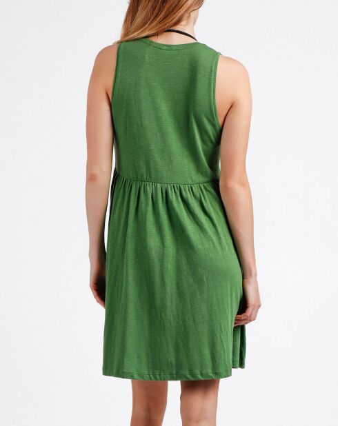 Robe blanche à motif cachemire verte