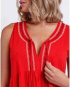 Robe blanche à motif cachemire rouge