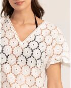 Robe de plage manches courtes blanche