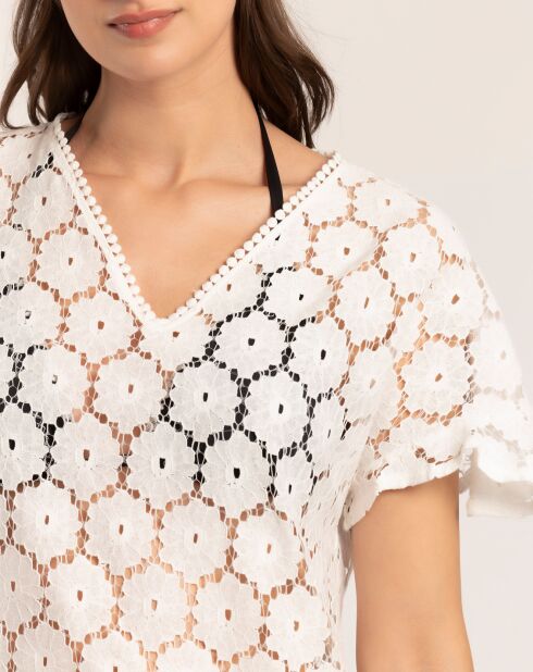 Robe de plage manches courtes blanche