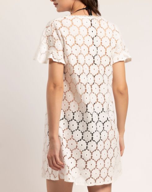 Robe de plage manches courtes blanche