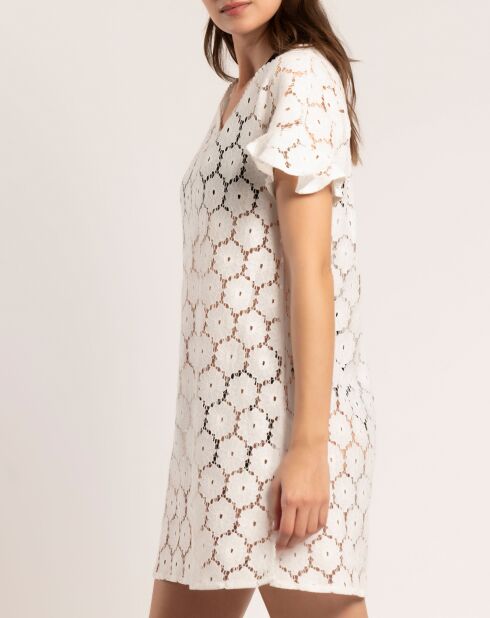 Robe de plage manches courtes blanche