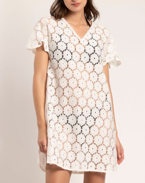 Robe de plage manches courtes blanche