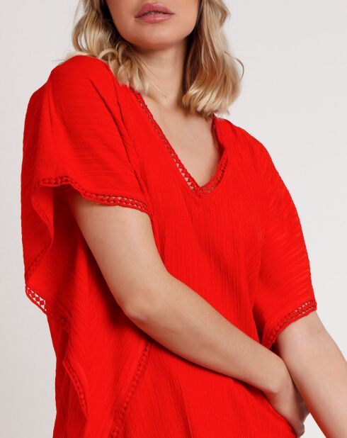 Robe caftan hawaïenne rouge