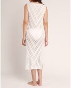 Robe combinée sans manches ajourée blanche