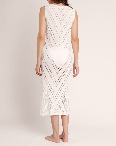 Robe combinée sans manches ajourée blanche