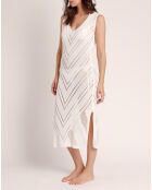 Robe combinée sans manches ajourée blanche