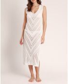 Robe combinée sans manches ajourée blanche