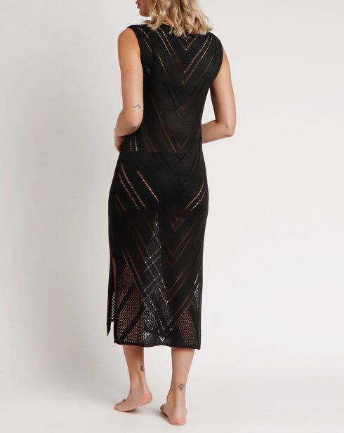 Robe combinée sans manches ajourée noire