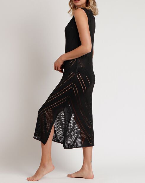 Robe combinée sans manches ajourée noire