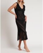 Robe combinée sans manches ajourée noire