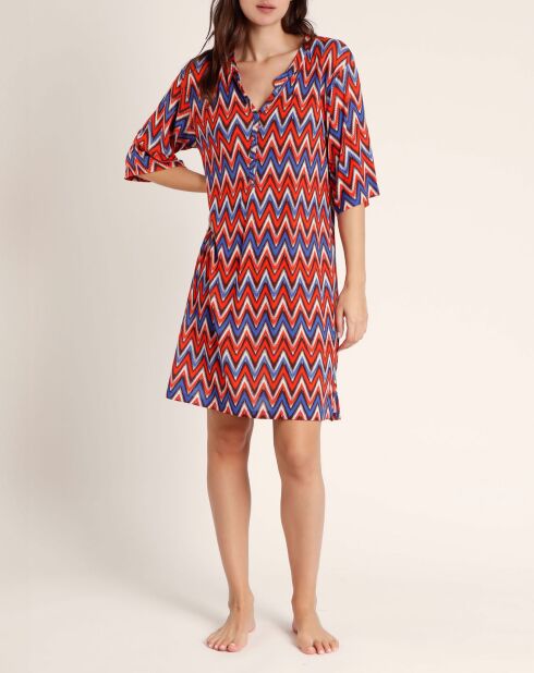 Oranje etnische jurk met korte mouwen