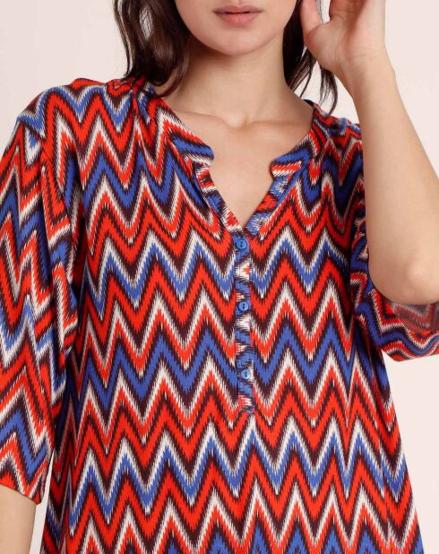 Oranje etnische jurk met korte mouwen