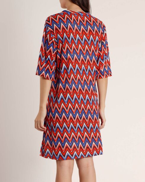 Oranje etnische jurk met korte mouwen