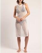 Robe en maille sans manches ajourée blanche