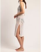 Robe en maille sans manches ajourée blanche