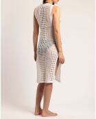 Robe en maille sans manches ajourée blanche