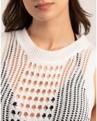 Robe en maille sans manches ajourée blanche