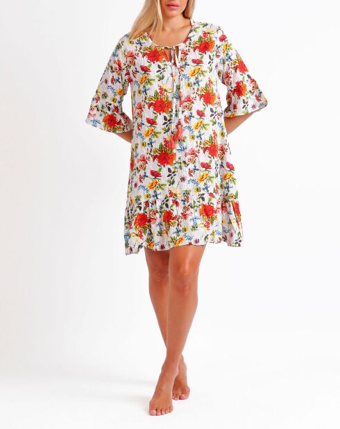 Veelkleurige Otomi jurk met Franse mouwen