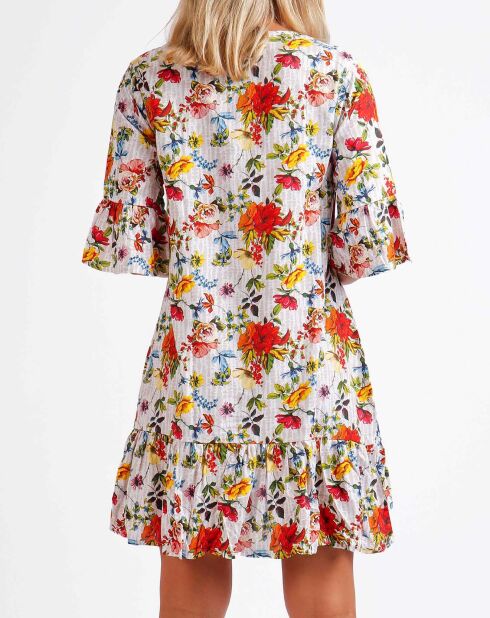 Veelkleurige Otomi jurk met Franse mouwen