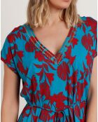 Robe à manches courtes turquoise