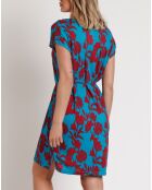 Robe à manches courtes turquoise
