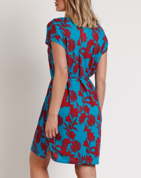 Robe à manches courtes turquoise