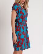 Robe à manches courtes turquoise
