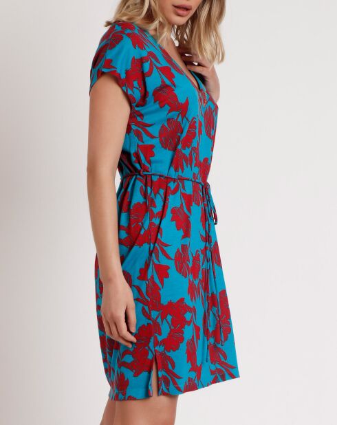 Robe à manches courtes turquoise