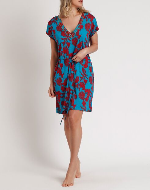 Robe à manches courtes turquoise