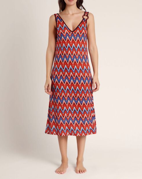 Oranje etnische mouwloze jurk