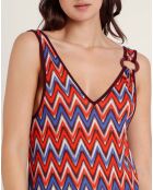 Oranje etnische mouwloze jurk