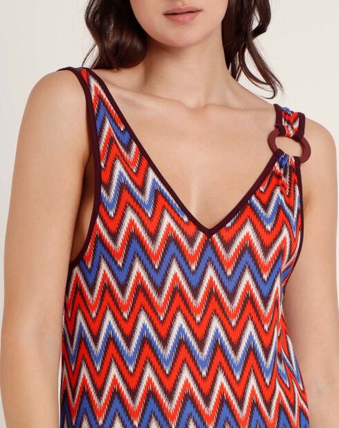 Oranje etnische mouwloze jurk