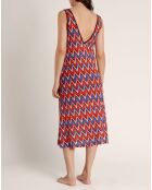 Oranje etnische mouwloze jurk