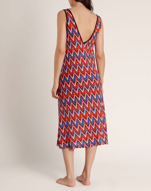 Oranje etnische mouwloze jurk