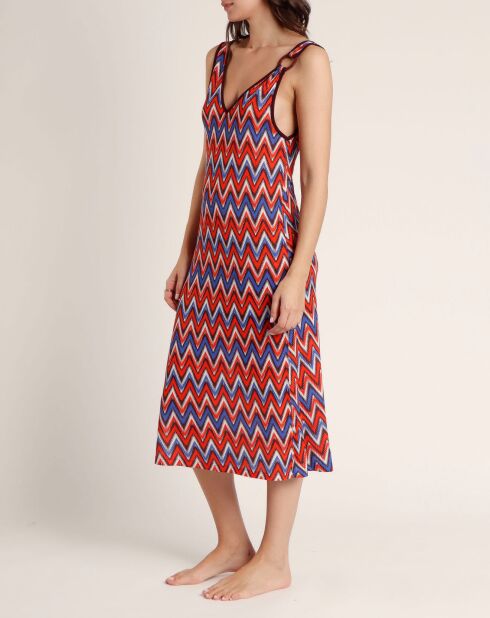 Oranje etnische mouwloze jurk