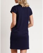 Robe manches courtes et paillettes bleu marine