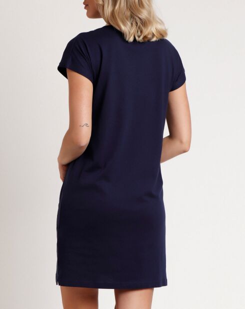 Robe manches courtes et paillettes bleu marine