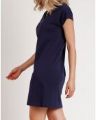 Robe manches courtes et paillettes bleu marine