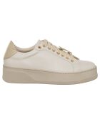 Beige/gouden amberkleurige leren sneakers
