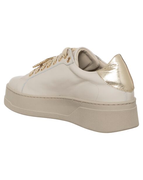 Sneakers en Cuir Ambre beige/doré